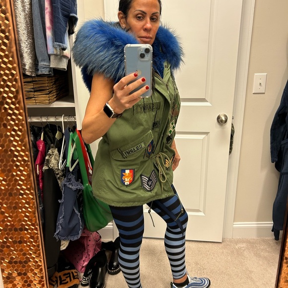 Genuine rabbit fur lined patchwork vest - Picture 3 of 5